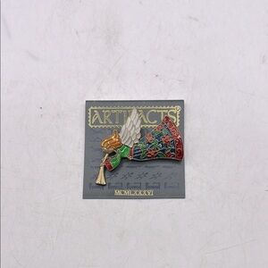 NWT Vintage Artifacts Colorful Angel Brooch Pin Christmas Holiday Music Horn